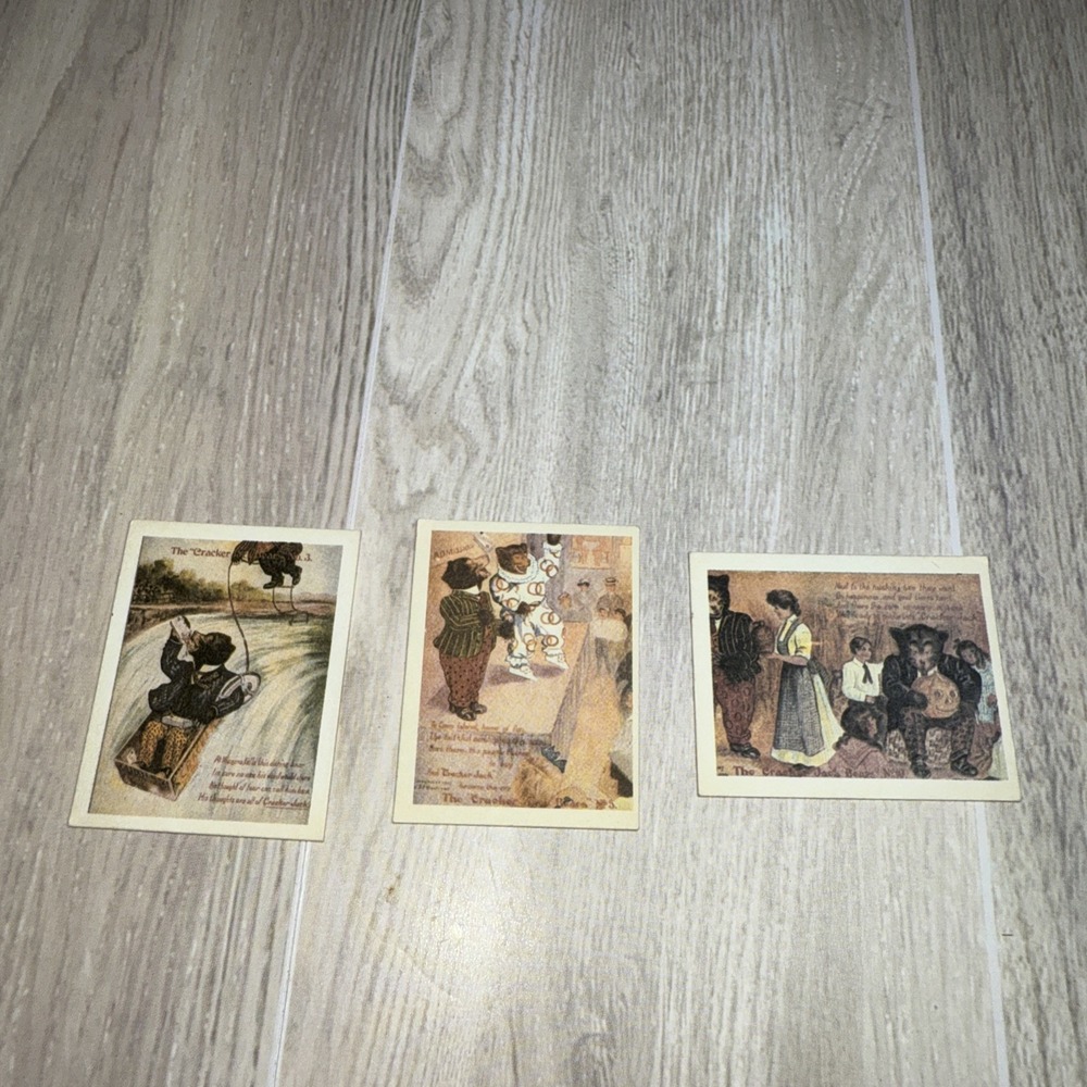 Vintage Lot Of 3 Cracker Jack Mini Replica‎ Bear Postcards AE6